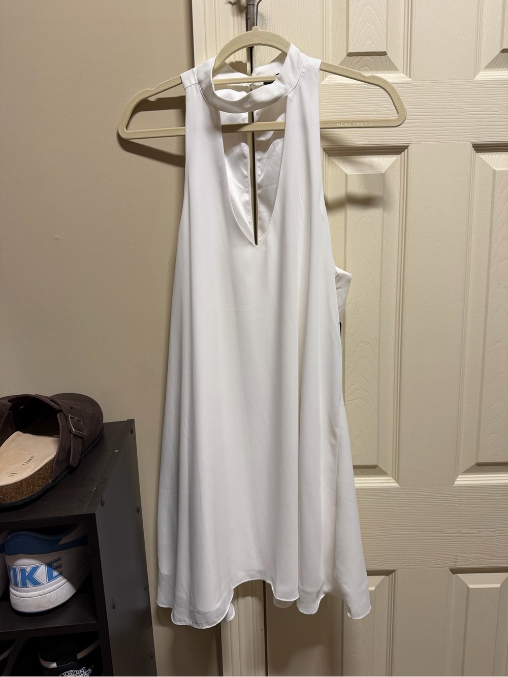 Lulu's White Halter Keyhole Mini Dress